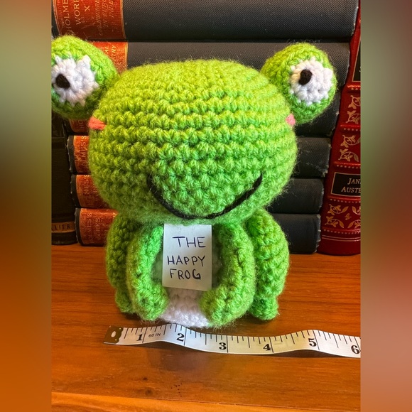 The Happy Frog Stuffed Animal Plushie Hand Crocheted! - Picture 5 of 11